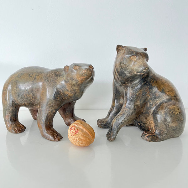 Pierre Chenet: Ours assis et ours debout en bronze (Zittende en staande beer in brons)